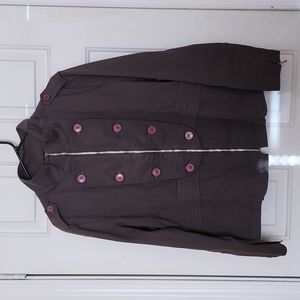 Women's Utility Jacket in Brown with Pink Accents